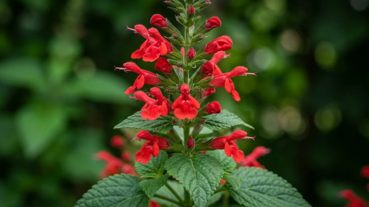 Tropical Sage (Salvia coccinea) - red flowers, illustrated plant card