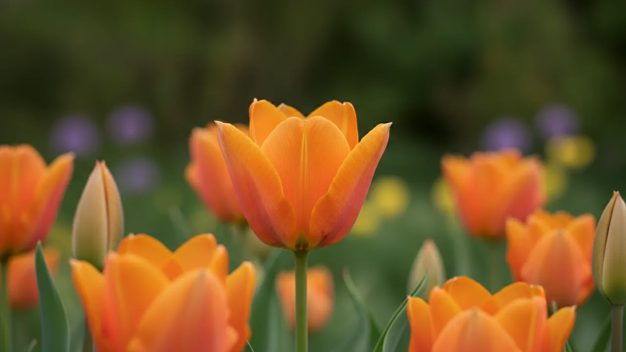 Orange Emperor (Tulipa 'Orange Emperor') - orange flowers, illustrated plant card