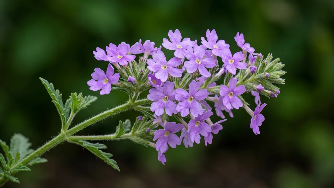 Prairie Verbena (Glandularia bipinnatifida) - purple flowers, illustrated plant card