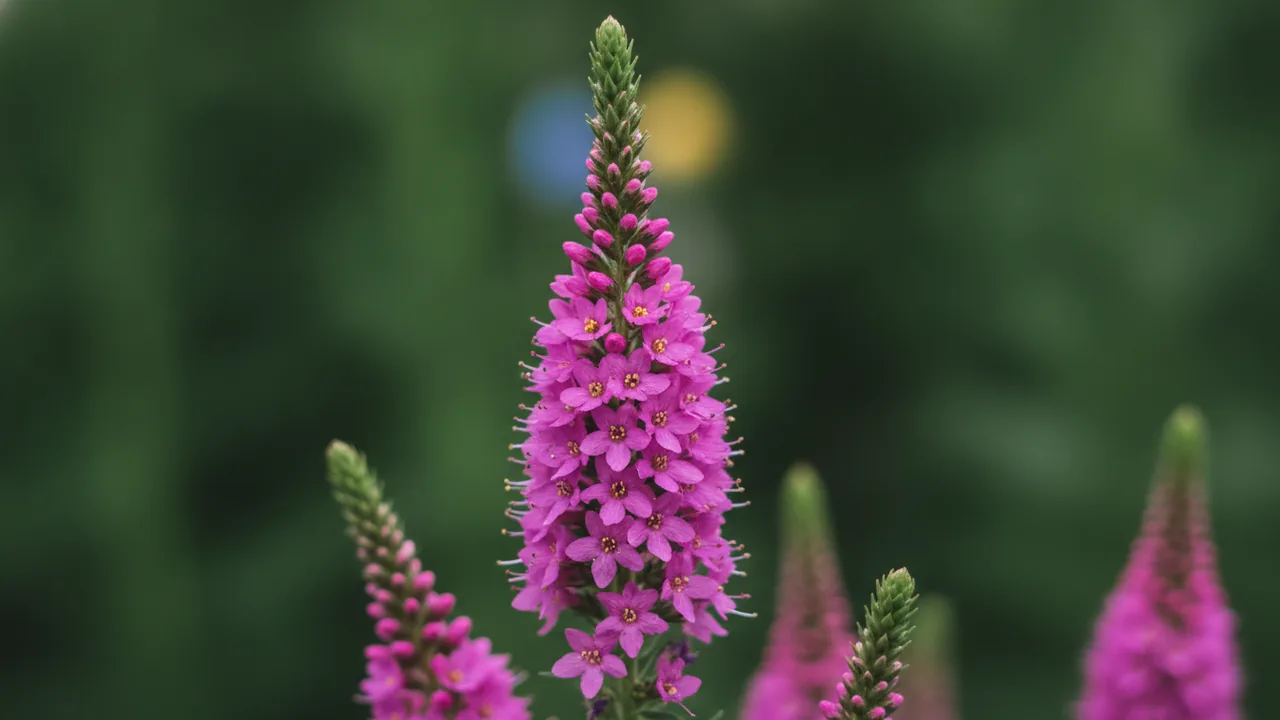 Giles van Hees (Veronica spicata 'Giles van Hees') - pink flowers, illustrated plant card