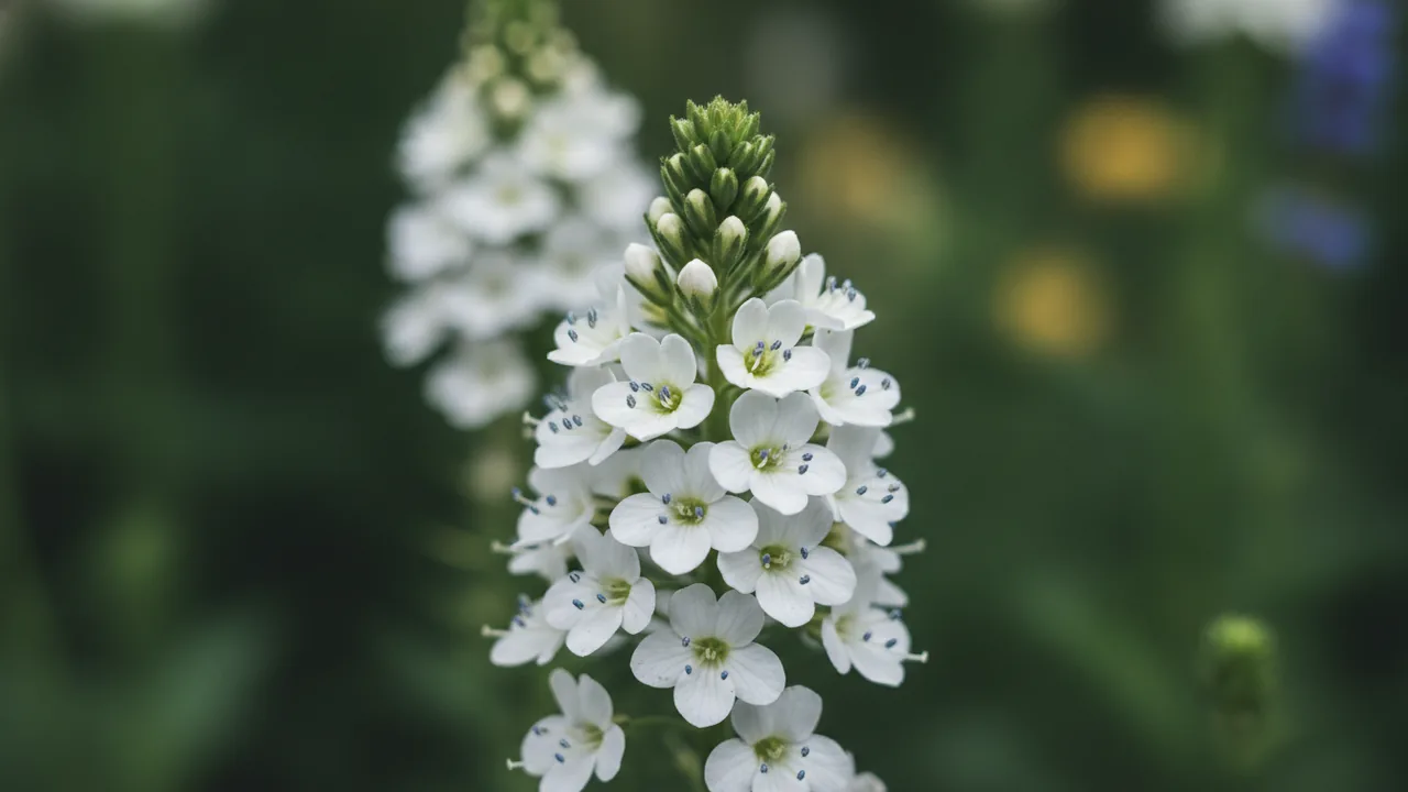 Icicle (Veronica spicata 'Icicle') - white flowers, illustrated plant card