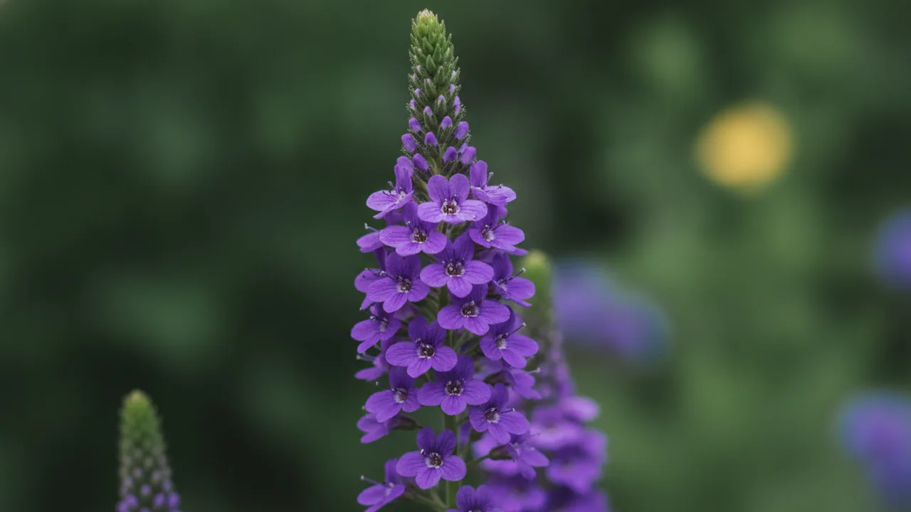 Purpleicious (Veronica 'Purpleicious') - purple flowers, illustrated plant card