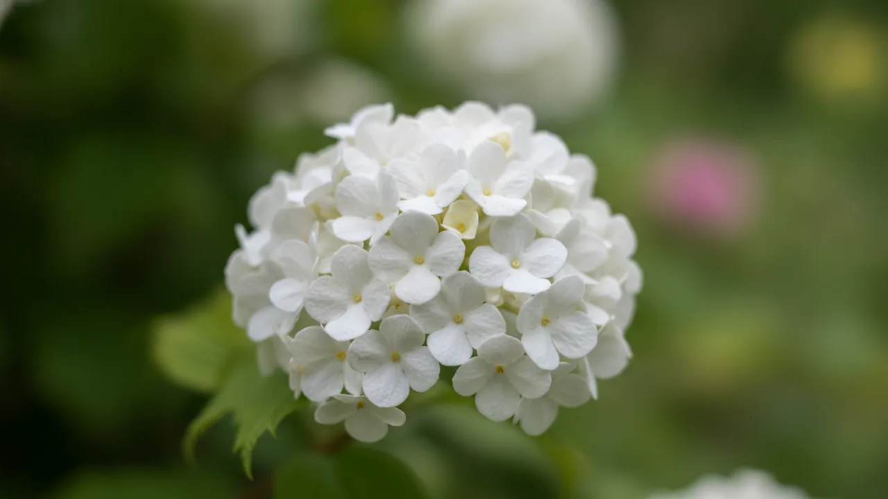 Koreanspice (Viburnum carlesii) - white flowers, illustrated plant card