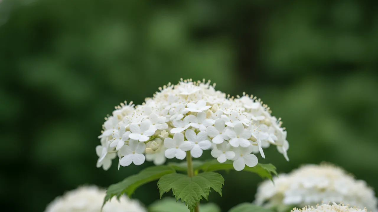 Viburnum - white flowers, illustrated plant card