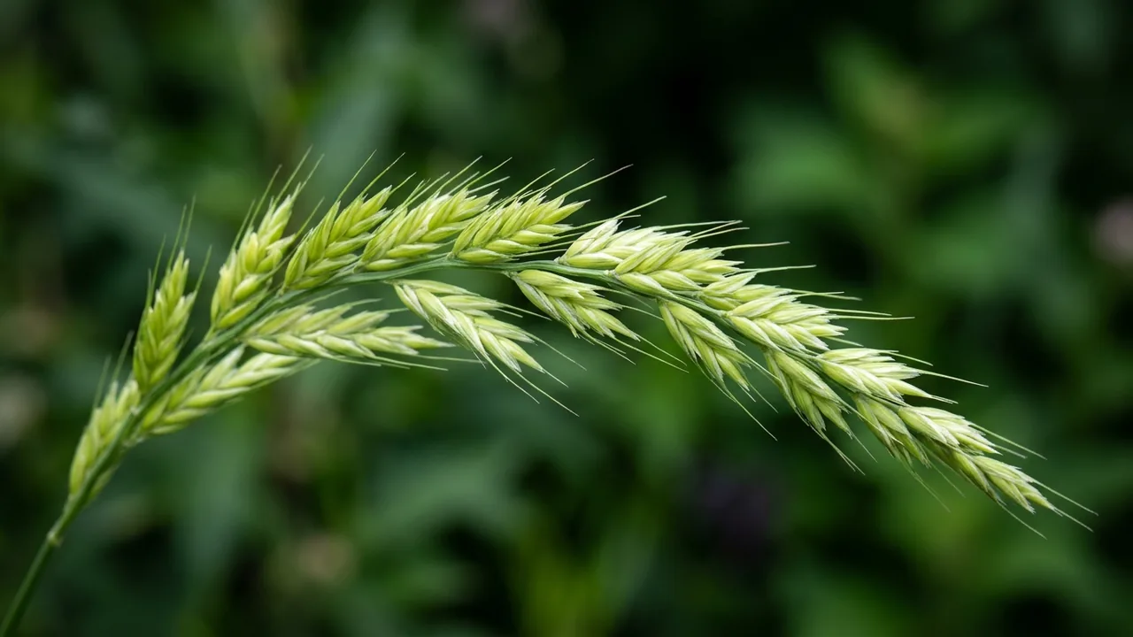 Virginia Wild Rye (Elymus virginicus) - flowers, illustrated plant card