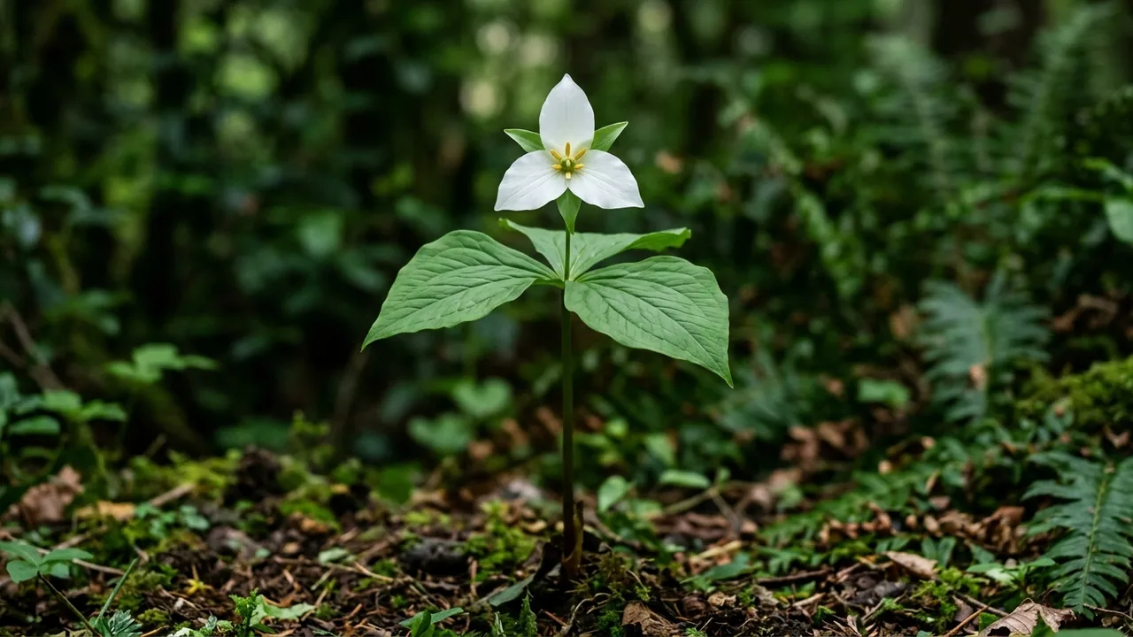 Western Trillium (Trillium ovatum) - white flowers, illustrated plant card