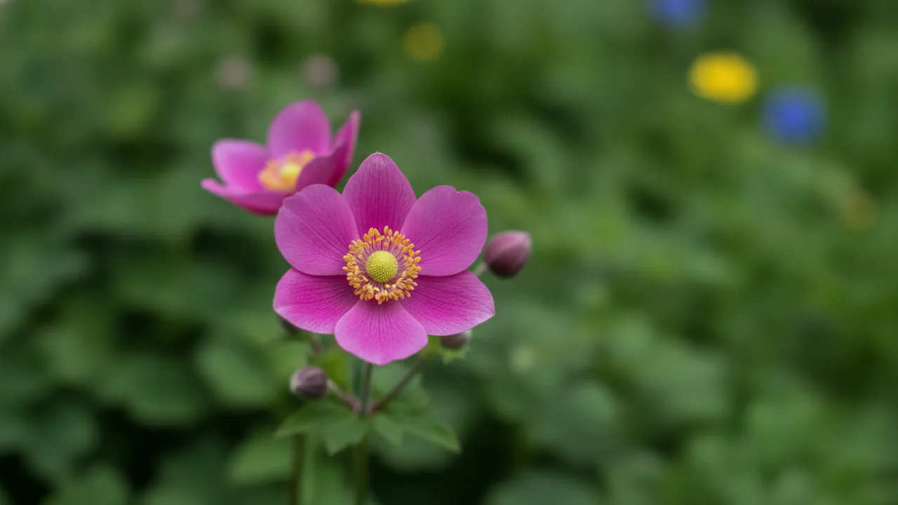 Charmer (Anemone blanda 'Charmer') - pink flowers, illustrated plant card