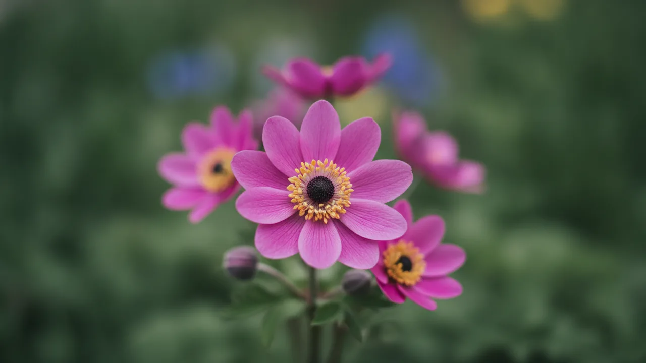 Radar (Anemone blanda 'Radar') - pink flowers, illustrated plant card