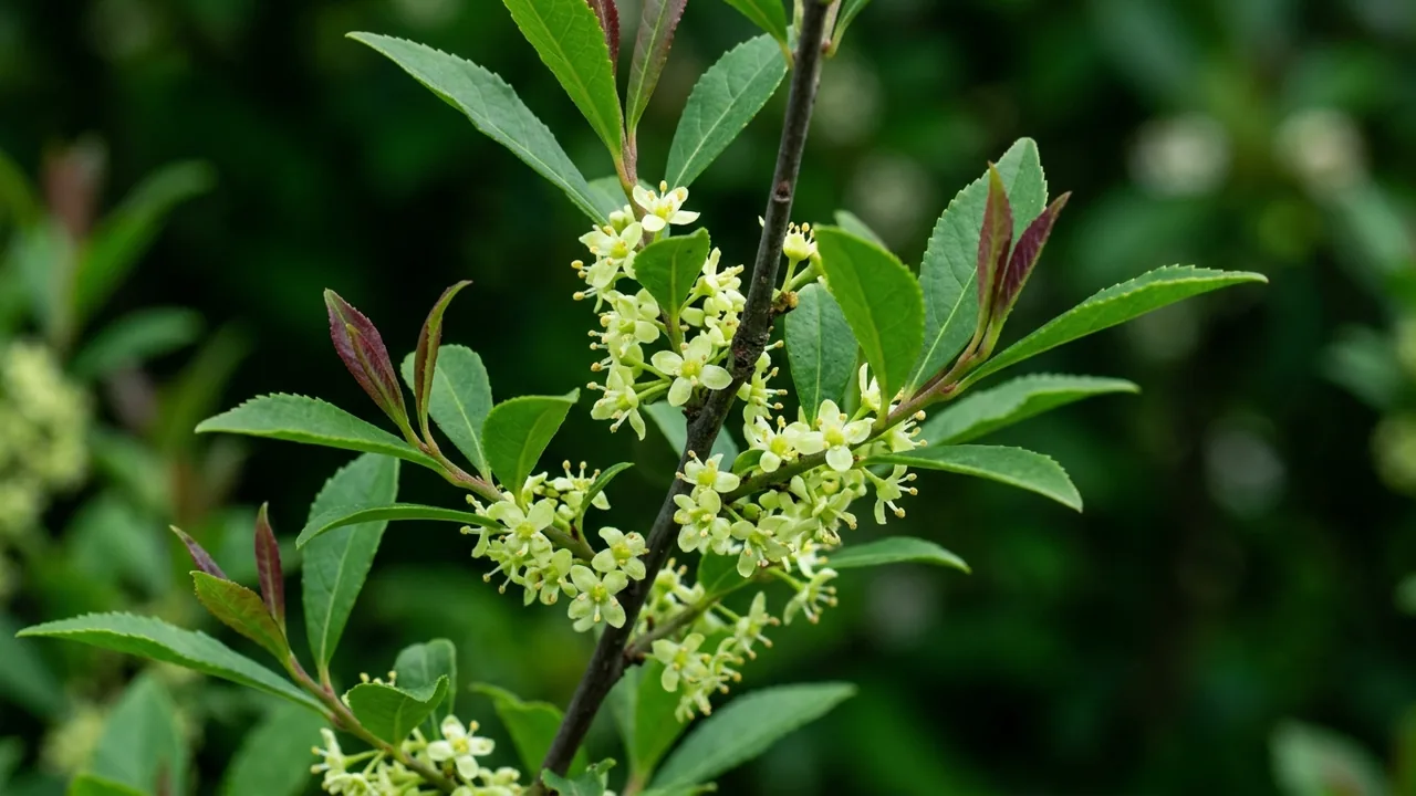 Apollo Winterberry (Ilex 'Apollo') - white flowers, illustrated plant card