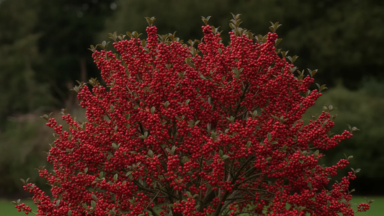 Berry Heavy (Ilex verticillata 'Spravy') - red flowers, illustrated plant card