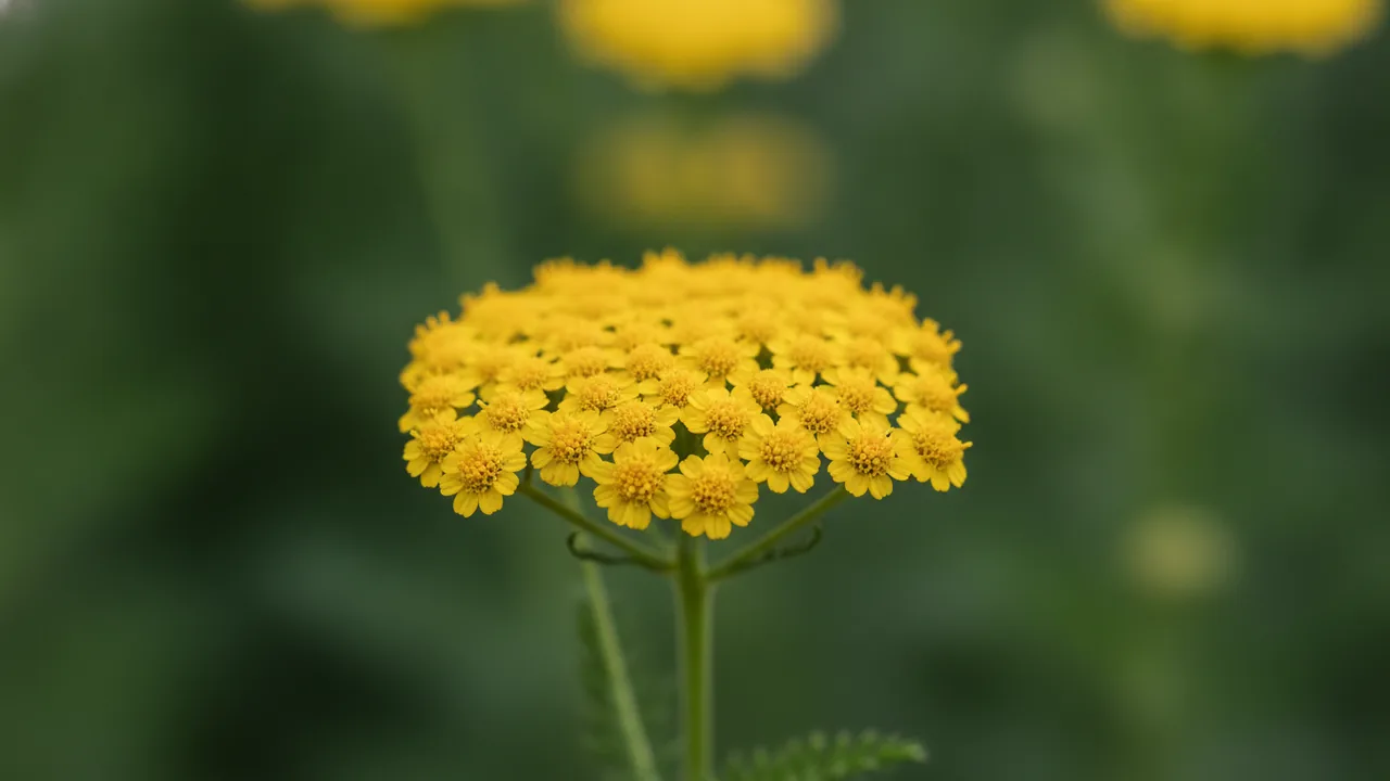 Sunny Seduction (Achillea 'Sunny Seduction') - yellow flowers, illustrated plant card