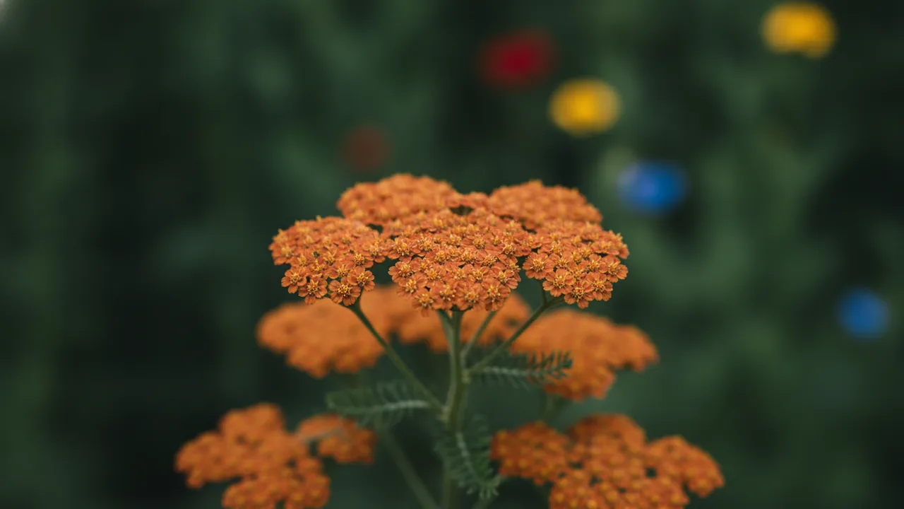 Terracotta (Achillea 'Terracotta') - orange flowers, illustrated plant card