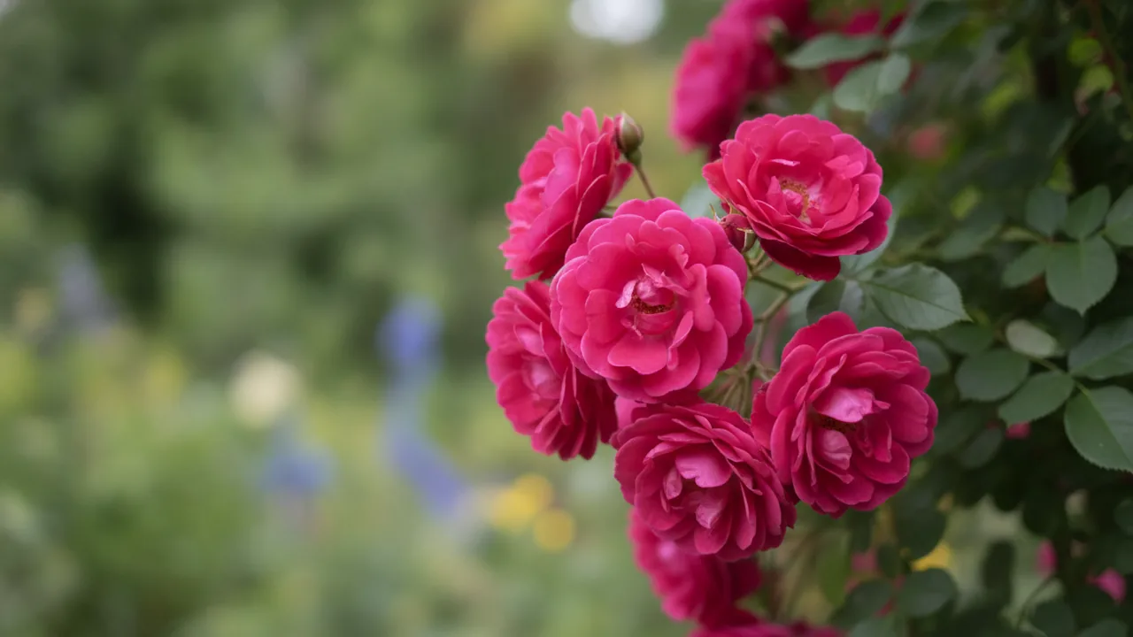 Zéphirine Drouhin (Rosa 'Zéphirine Drouhin') - pink flowers, illustrated plant card
