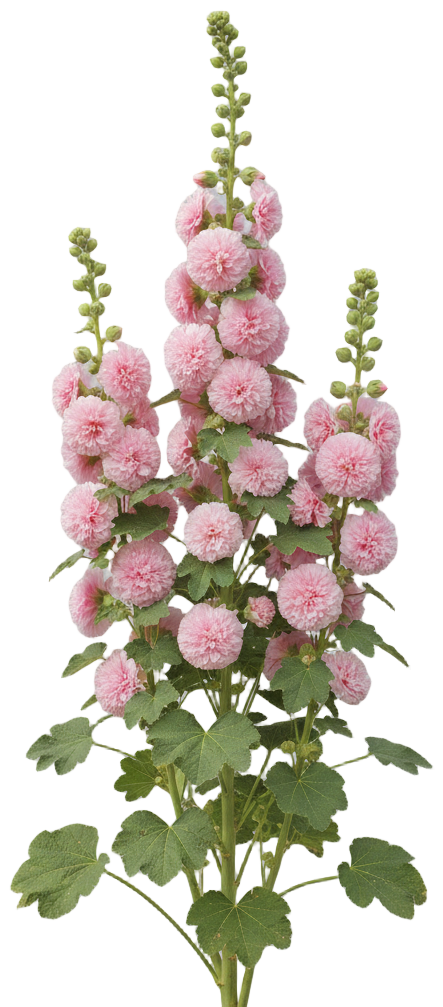 Hollyhock 'Chater's Double' cut-out illustration