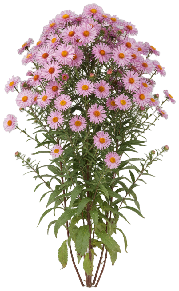 New England Aster 'Harrington's Pink' cut-out illustration