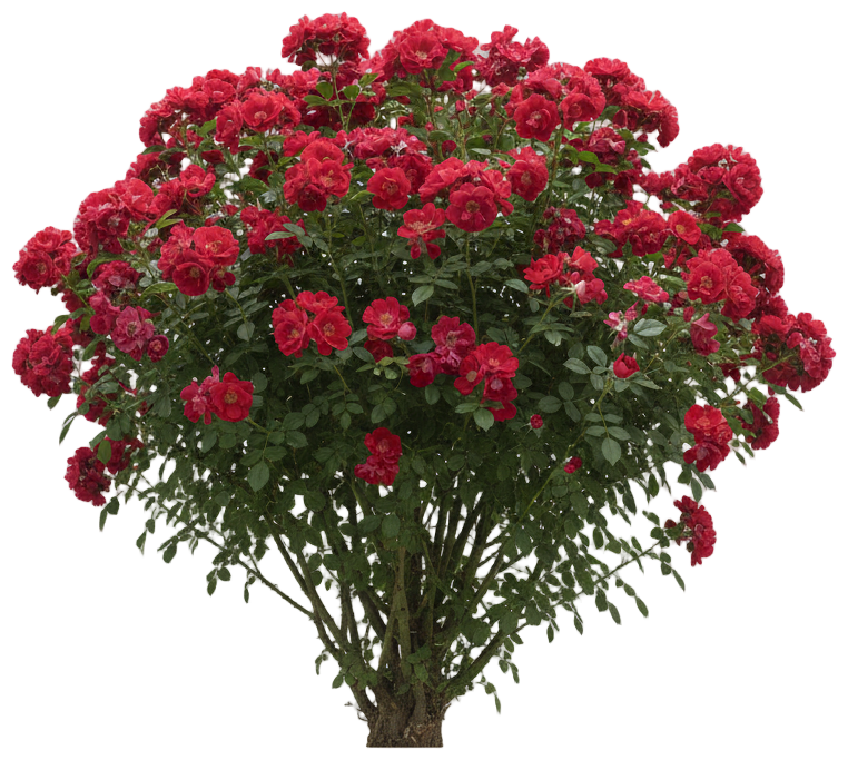 Rosa damascena (Damask Rose) cut-out illustration