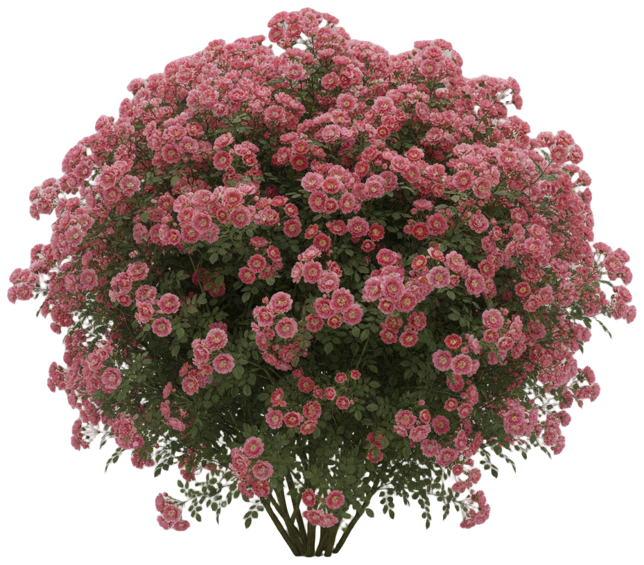 Rosa 'Ispahan' cut-out illustration